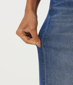 Mid Rise Barrel Leg Casual Jeans with Pockets — Estate Blue Denim — view 7