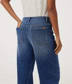 Mid Rise Barrel Leg Casual Jeans with Pockets — Estate Blue Denim — view 4