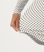 One Shoulder Long Sleeve Polka Dot Casual Top with Built-in Bra — Snow Dots — view 8