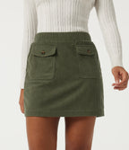 Mid Rise A Line Mini Casual Skirt with Pockets — Hazel Mist Green — view 1