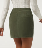 Mid Rise A Line Mini Casual Skirt with Pockets — Hazel Mist Green — view 2