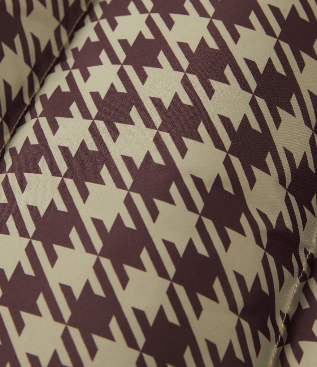 Hooded Quilted Print Casual Padded Vest with Pockets — Plum Jam Check — view 8