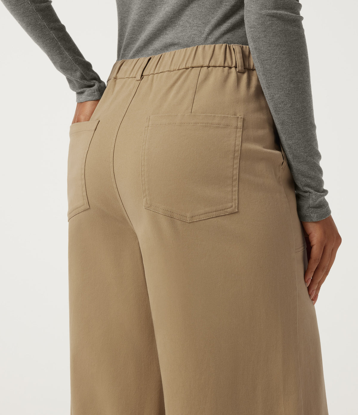 High Waisted Baggy Work Chino Cotton Trousers with Pockets — Starfish — view 5
