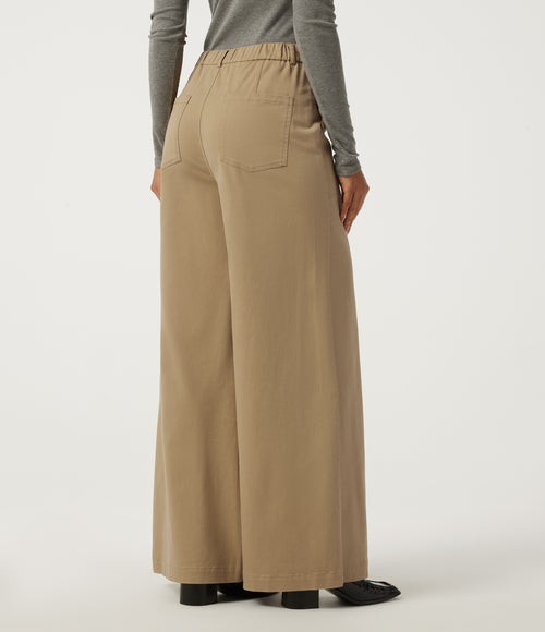 High Waisted Baggy Work Chino Cotton Trousers with Pockets — Starfish — view 2