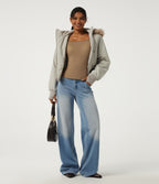 Square Neck Long Sleeve Casual Top with Built-in Bra for B-DD Cups — Amphora — view 6