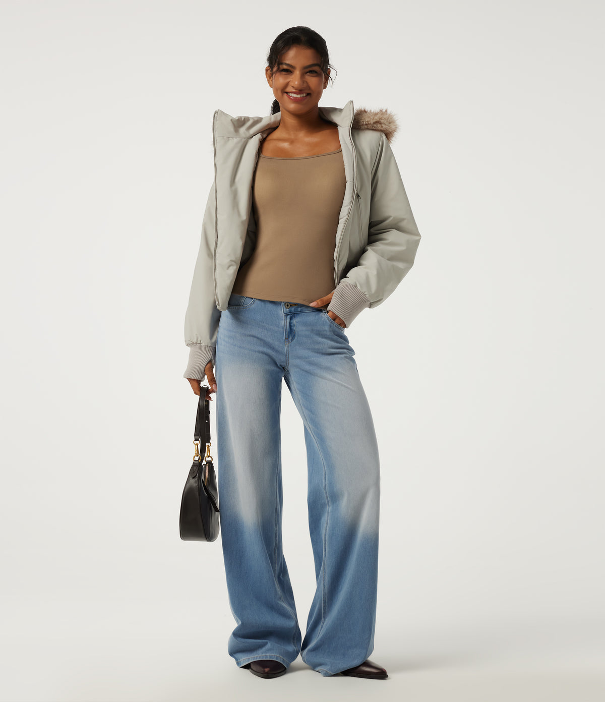 Square Neck Long Sleeve Casual Top with Built-in Bra for B-DD Cups — Amphora — view 6