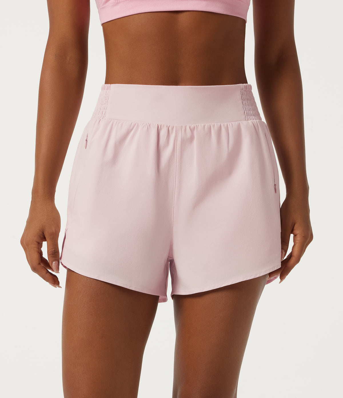 High Waisted 2-in-1 Quick Dry Track Short 3" with Pockets — Pale Lilac — view 3
