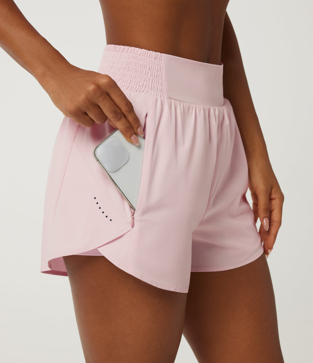 High Waisted 2-in-1 Quick Dry Track Short 3" with Pockets — Pale Lilac — view 5
