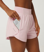 High Waisted 2-in-1 Quick Dry Track Short 3" with Pockets — Pale Lilac — view 5