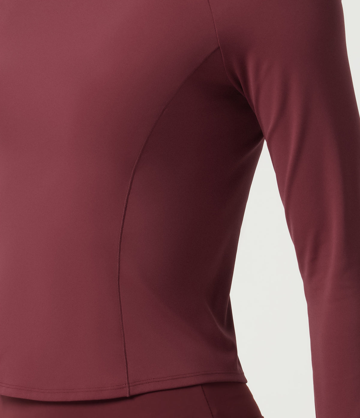 Airy Round Neck Long Sleeve InstantCool Yoga Sports Top with Thumbholes — Cordovan — view 7