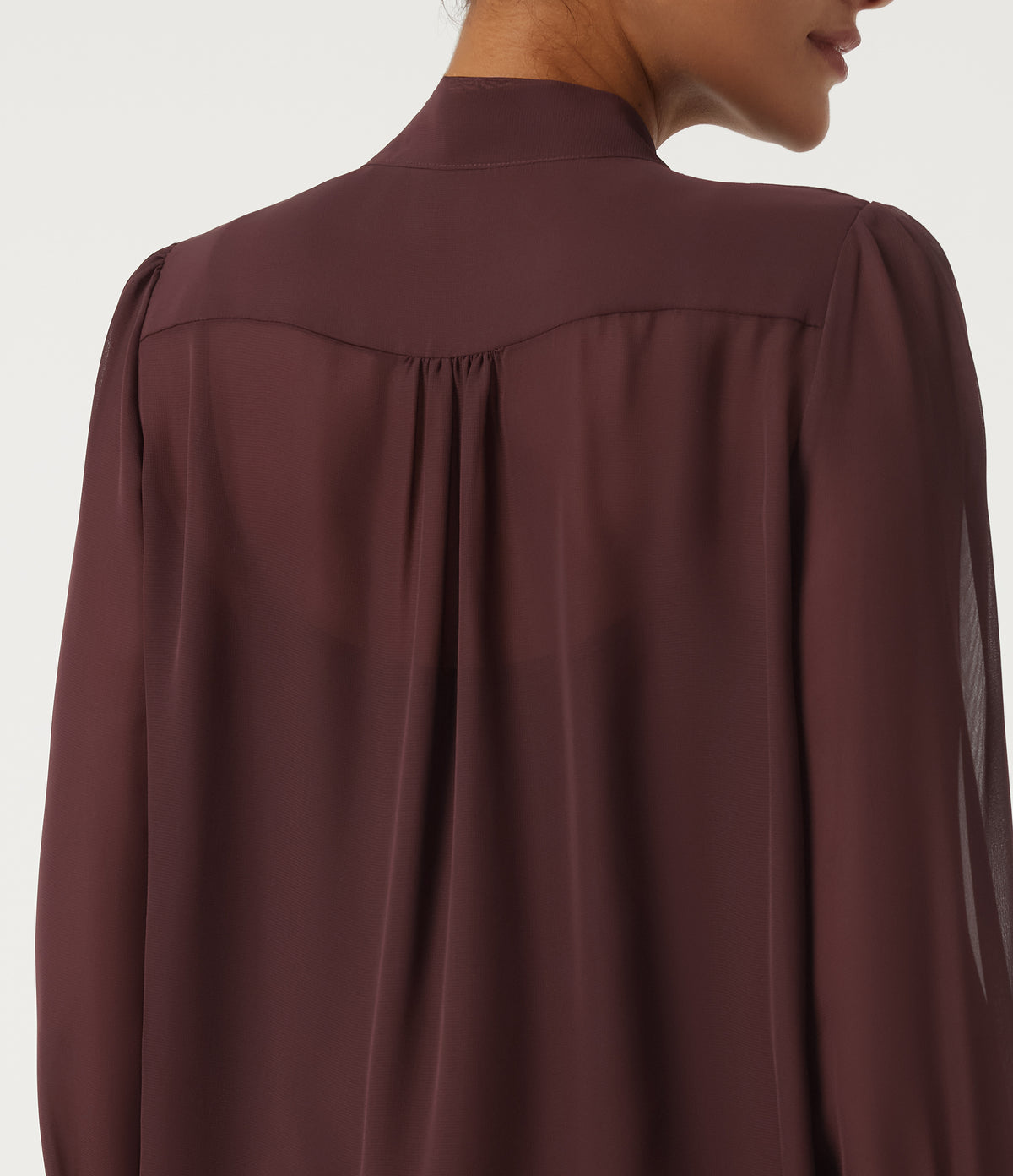 Long Sleeve Tie Front 2-Piece Party Blouse — Windsor Wine — view 8