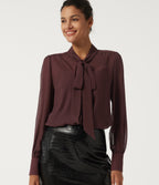 Long Sleeve Tie Front 2-Piece Party Blouse — Windsor Wine — view 1