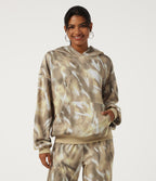 Hooded Long Sleeve Casual Sports Sweatshirt with Pockets — Oatmilk Marble — view 1