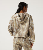 Hooded Long Sleeve Casual Sports Sweatshirt with Pockets — Oatmilk Marble — view 2