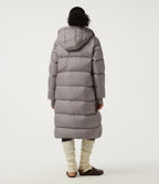 Stand Collar Long Sleeve Puffer Casual Down Jacket with Removable Hood and Pockets — Gull — view 2
