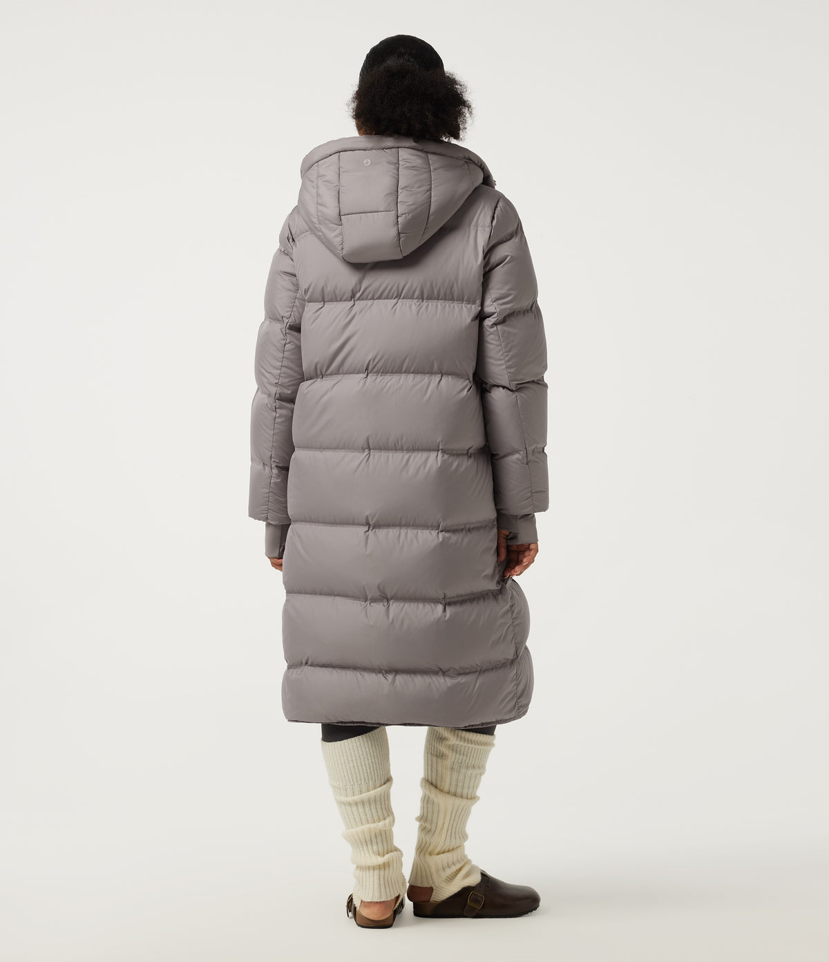 Stand Collar Long Sleeve Puffer Casual Down Jacket with Removable Hood and Pockets — Gull — view 2