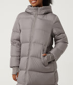 Stand Collar Long Sleeve Puffer Casual Down Jacket with Removable Hood and Pockets — Gull — view 4