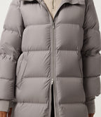 Stand Collar Long Sleeve Puffer Casual Down Jacket with Removable Hood and Pockets — Gull — view 5