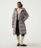 Stand Collar Long Sleeve Puffer Casual Down Jacket with Removable Hood and Pockets — Gull — view 1