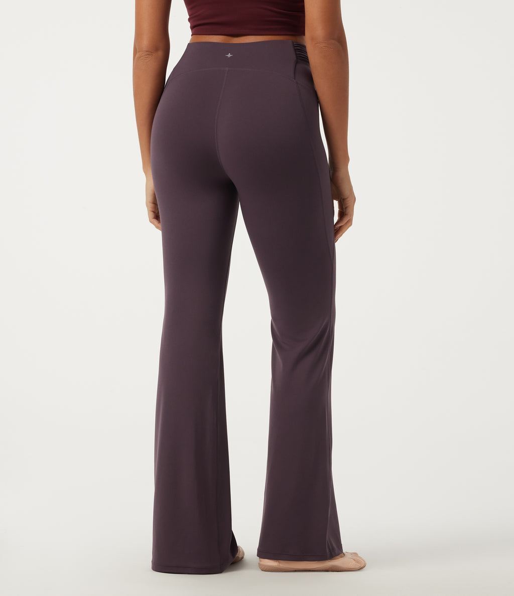 Mid Rise Flare Ruched Yoga Leggings — Dusky Evening purple — view 2
