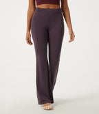 Mid Rise Flare Ruched Yoga Leggings — Dusky Evening purple — view 3