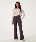Mid Rise Flare Ruched Yoga Leggings — Dusky Evening purple — view 8
