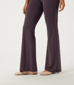Mid Rise Flare Ruched Yoga Leggings — Dusky Evening purple — view 6