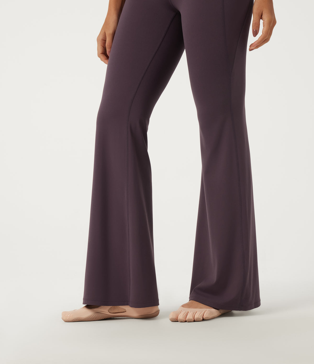 Mid Rise Flare Ruched Yoga Leggings — Dusky Evening purple — view 6