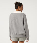 Shirt Collar Drop Shoulder Long Sleeve Casual Sweatshirt — Fog Gray — view 2