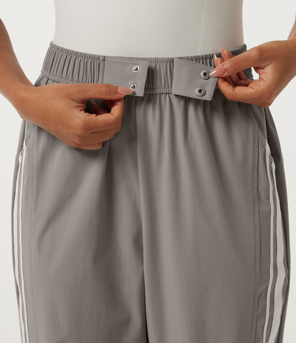 High Waisted Side Stripe Casual Joggers with Pockets — Limestone — view 6