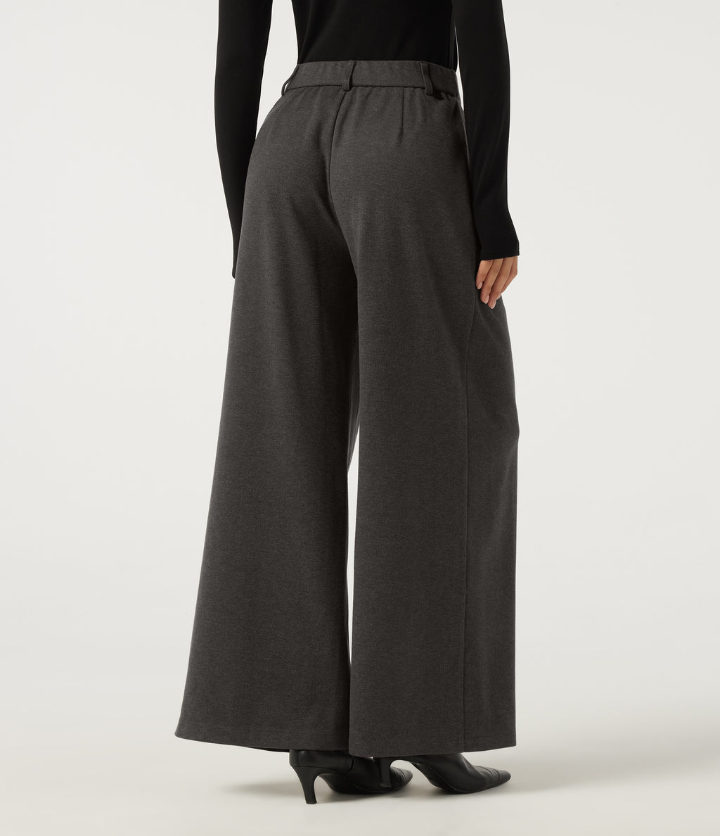 High Waisted Baggy Work Trousers with Pockets — Smoked Stone — view 2