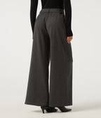 High Waisted Baggy Work Trousers with Pockets — Smoked Stone — view 2