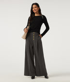 High Waisted Baggy Work Trousers with Pockets — Smoked Stone — view 6