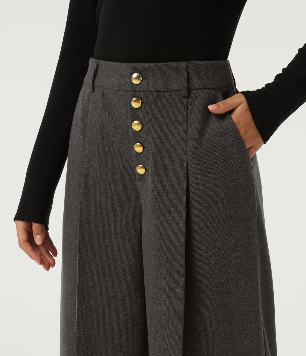High Waisted Baggy Work Trousers with Pockets — Smoked Stone — view 4