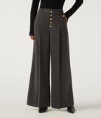 High Waisted Baggy Work Trousers with Pockets — Smoked Stone — view 1