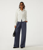 High Waisted Wide Leg Yoga Trousers with Pockets — Always in a Mood - Dark Blue — view 6