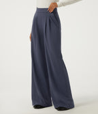 High Waisted Wide Leg Yoga Trousers with Pockets — Always in a Mood - Dark Blue — view 1