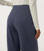 High Waisted Wide Leg Yoga Trousers with Pockets — Always in a Mood - Dark Blue — view 4