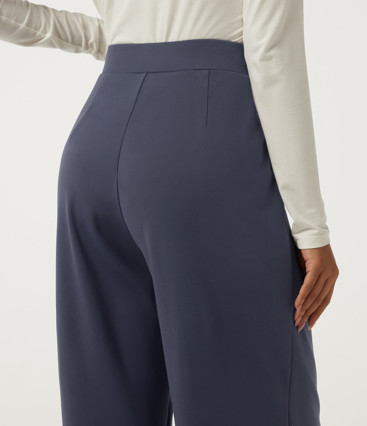 High Waisted Wide Leg Yoga Trousers with Pockets — Always in a Mood - Dark Blue — view 4
