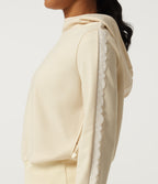 Hooded Long Sleeve Contrast Lace Casual Sweatshirt with Pockets — Antique White — view 7