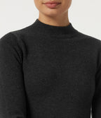 Mock Neck Long Sleeve Casual Jumper — Dark Navy — view 5