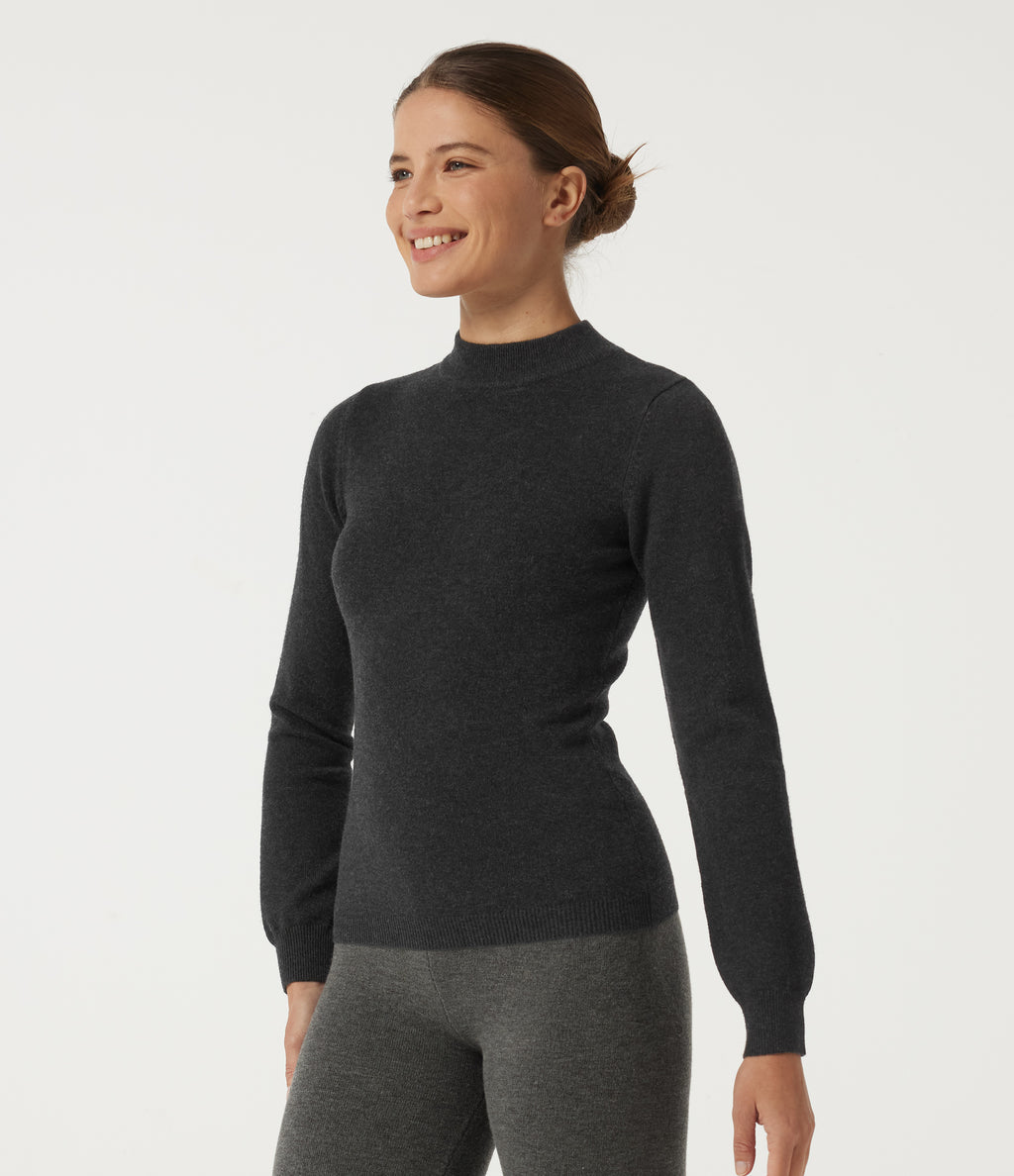 Mock Neck Long Sleeve Casual Jumper — Dark Navy — view 3