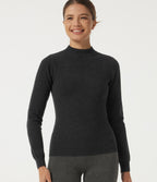 Mock Neck Long Sleeve Casual Jumper — Dark Navy — view 4