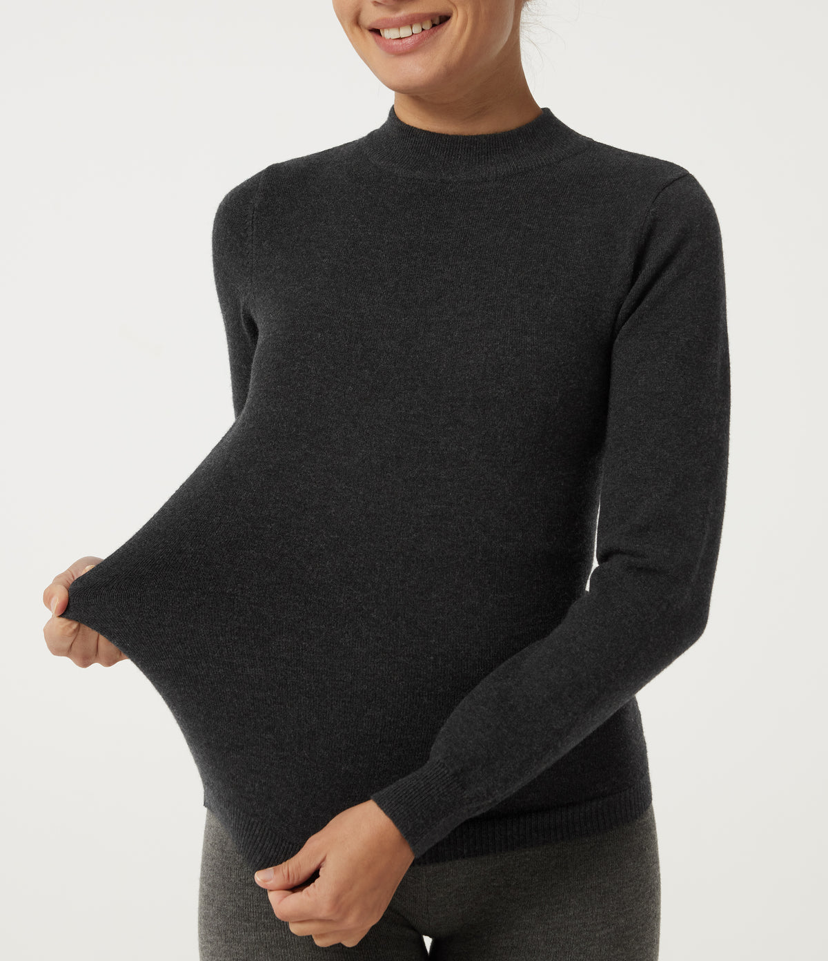 Mock Neck Long Sleeve Casual Jumper — Dark Navy — view 7
