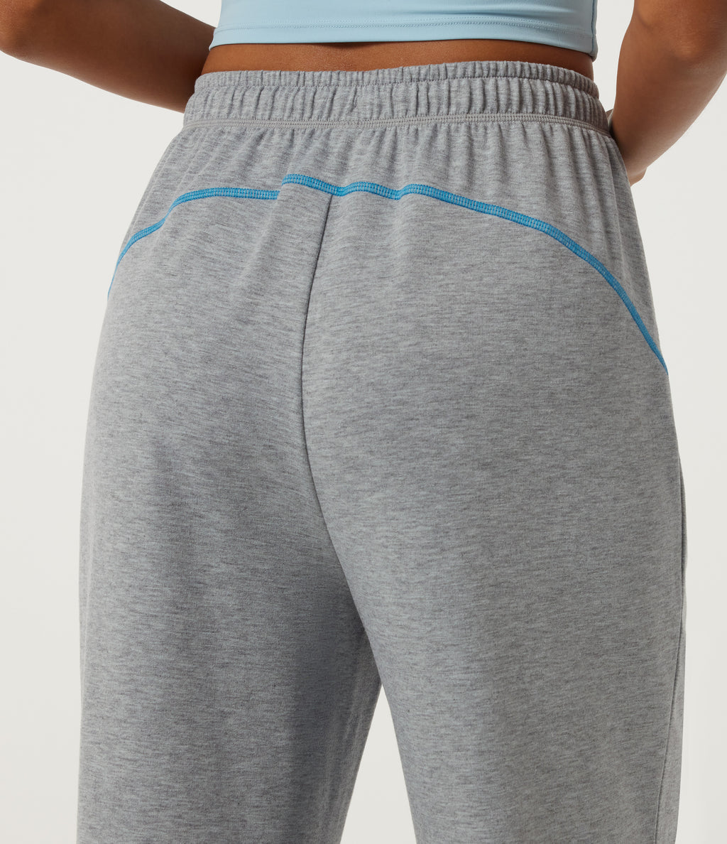 High Waisted Drawstring Baggy Color Block Casual Sweatpants with Pockets — Airy Space — view 4