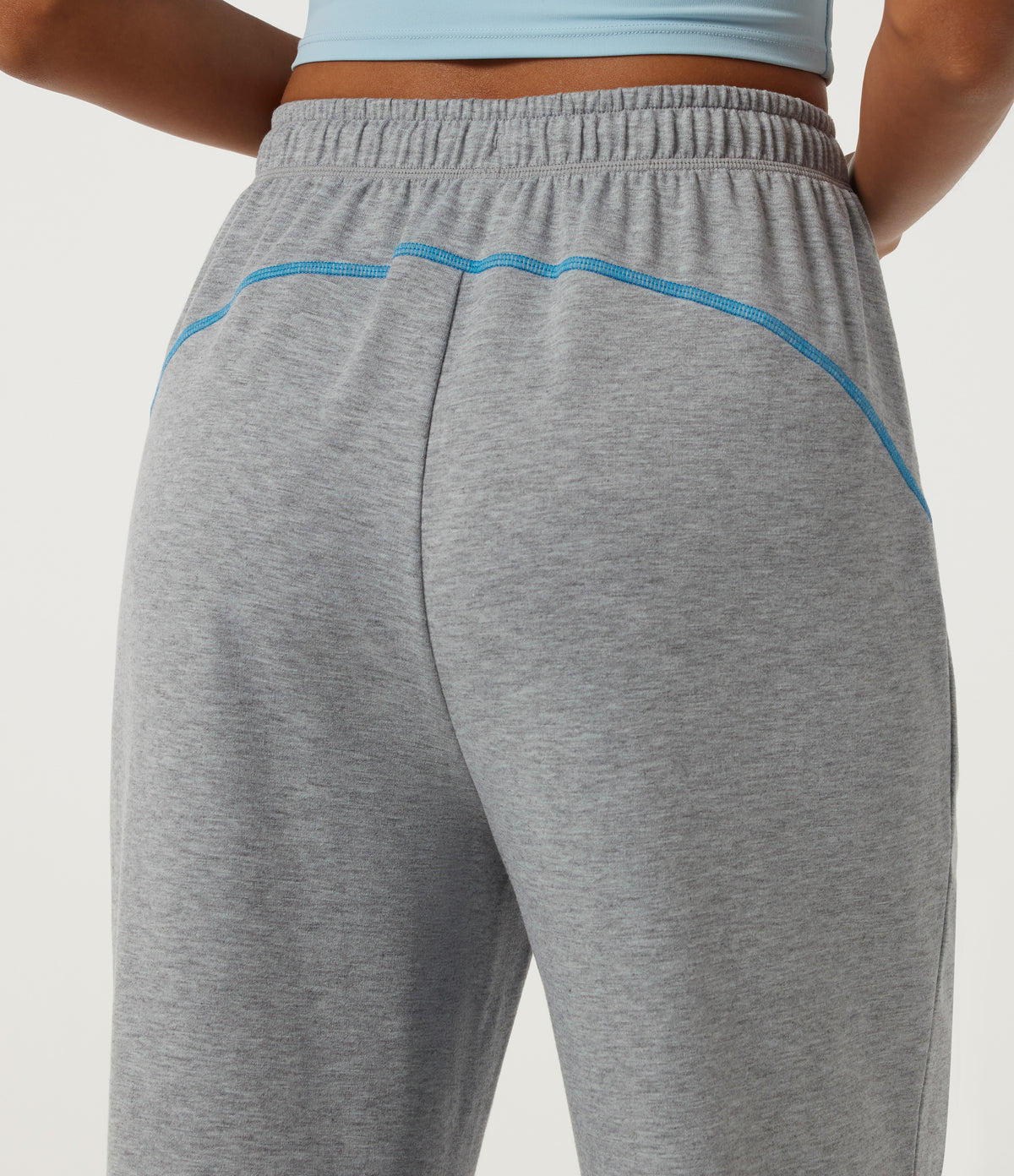 High Waisted Drawstring Baggy Color Block Casual Sweatpants with Pockets — Airy Space — view 4