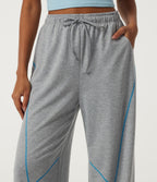 High Waisted Drawstring Baggy Color Block Casual Sweatpants with Pockets — Airy Space — view 5