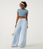 High Waisted Drawstring Baggy Embroidery Bow Casual Cotton Sweatpants with Pockets — Lyncove — view 6