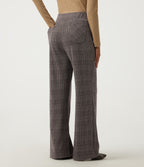 High Waisted Straight Leg Houndstooth Work Trousers with Pockets — Brown Houndstooth Plaid — view 2