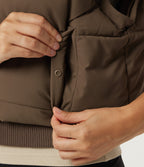 PuffFlex Removable Hood Wrinkle Recovery Long Sleeve Workout Padded Jacket with and Pockets — Chestnut Brown — view 6